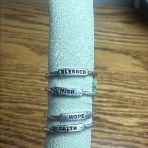 Silver Stacking Rings. blessed, Wish, Hope, Faith